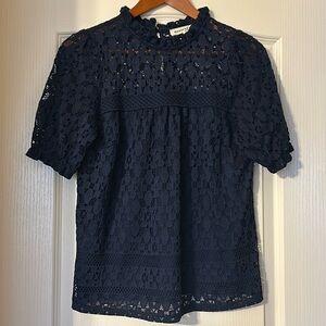 Monteau Navy Lace Blouse